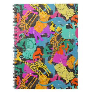 Retro Animal Silhouettes Pattern Notebook