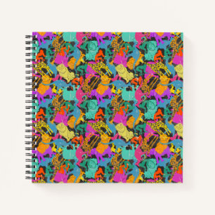 Retro Animal Silhouettes Pattern Notebook