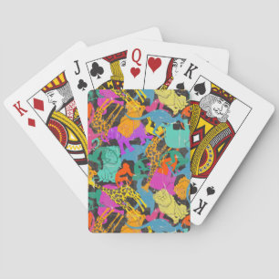 Retro Animal Silhouettes Pattern Playing Cards