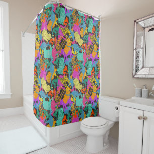 Retro Animal Silhouettes Pattern Shower Curtain