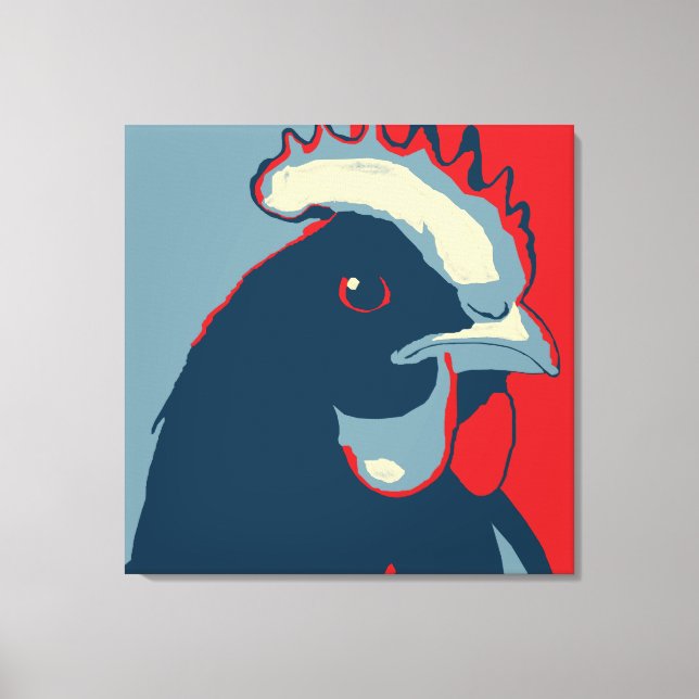 Retro Animal Wall Pop Art Chicken Portrait Canvas Print (Front)