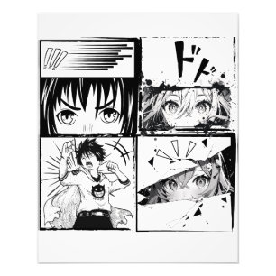 Retro Anime actions grids Photo Print
