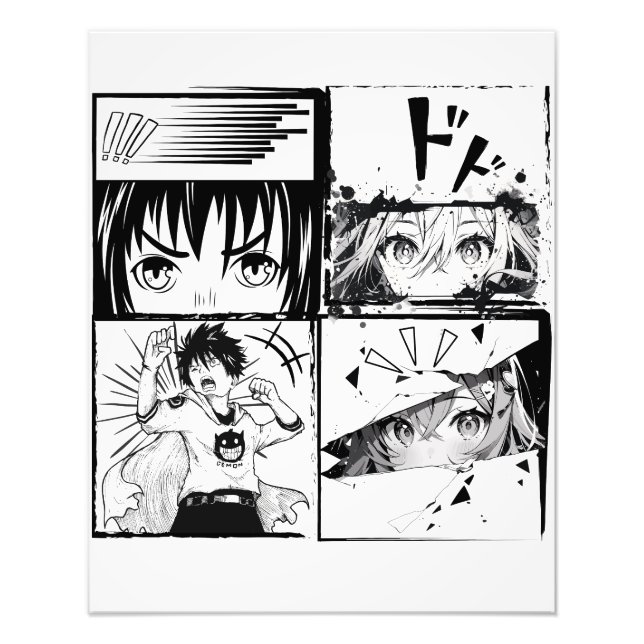 Retro Anime actions grids Photo Print (Front)