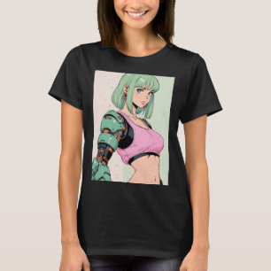 Retro Anime Cybernetic Girl Futuristic Streetwear T-Shirt