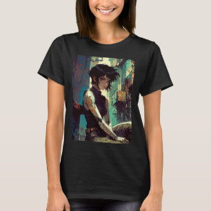 Retro Anime Cyberpunk Girl Dystopian Future Warrio T-Shirt