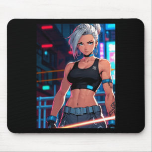Retro Anime Cyberpunk Girl Neon Street Fighter Sti Mouse Mat