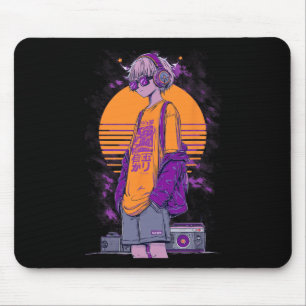Retro Anime Gamer Boy Mouse Mat