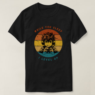 Retro Anime Gamer "I Level Up" Tee