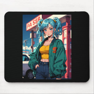 Retro Anime Gas Station Girl Vintage Street Fashio Mouse Mat