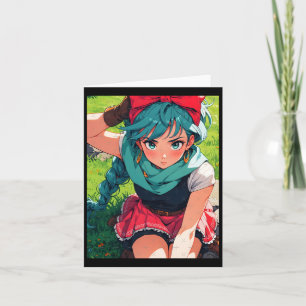 Retro Anime Girl Fantasy Adventurer Brave Explorer Card