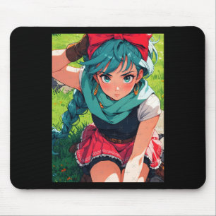 Retro Anime Girl Fantasy Adventurer Brave Explorer Mouse Mat