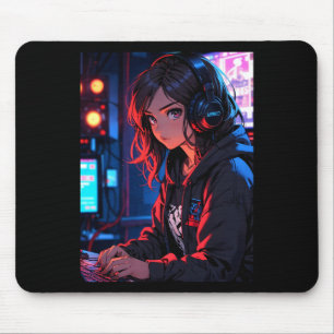 Retro Anime Girl Gamer Cyberpunk Streaming Setup S Mouse Mat