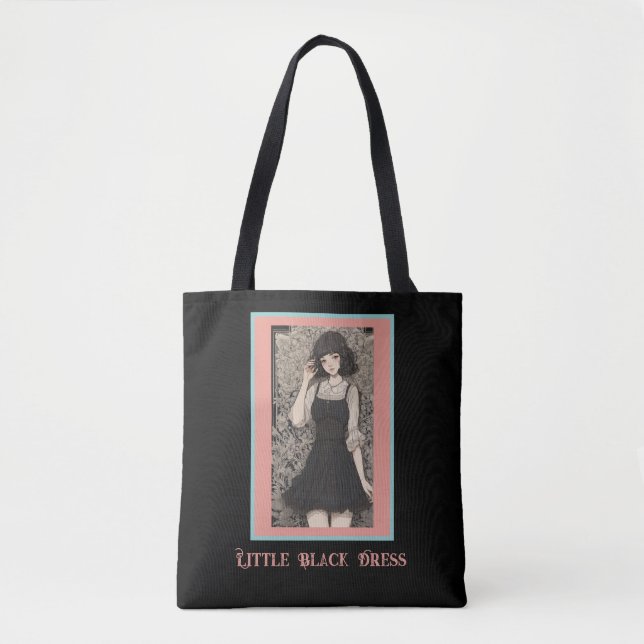 Retro Anime Little Black Dress Carryall Tote Bag (Front)