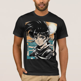 Retro Anime Warrior Vintage Manga T-Shirt Design