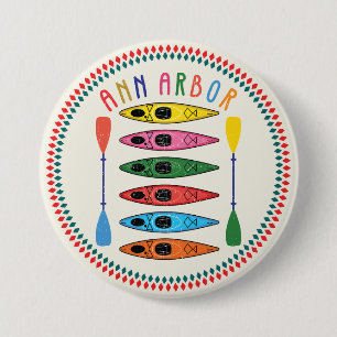 Retro Ann Arbor Kayaking 7.5 Cm Round Badge