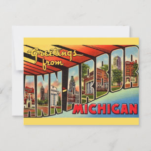 Retro Ann Arbor Michigan Greeting Postcard