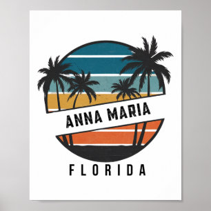Retro Anna Maria Beach Florida Surfboard Surfing  Poster