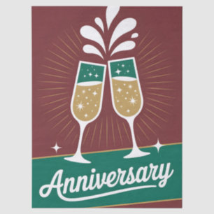 Retro Anniversary Graphic with Sparkling Champagne Tissue Paper