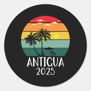 Retro Antigua 2025 Family Trip Group Vacation Matc Classic Round Sticker
