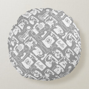 Retro  Any Colour Telephone Pattern Round Cushion