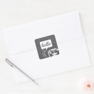 Retro  Any Colour Telephone Pattern Square Sticker