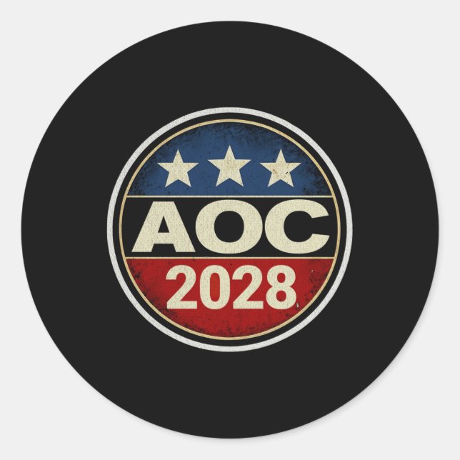Retro Aoc 2028 Fight Oligarchy Protest Resist Bern Classic Round Sticker (Front)