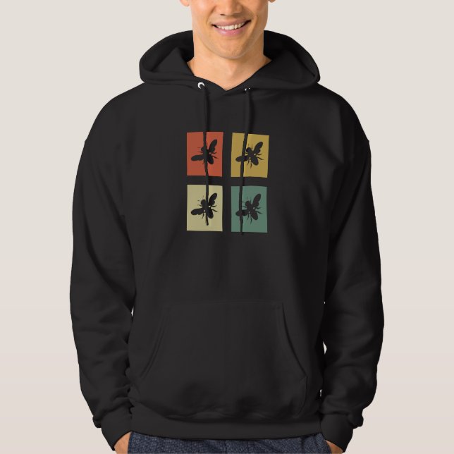 Retro Apiary Nature Beehive Honeycomb Insect Bees Hoodie (Front)