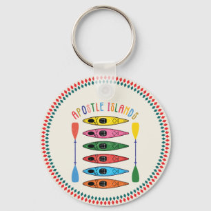 Retro Apostle Islands Kayaking Key Ring