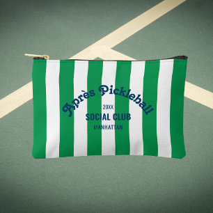 Retro Après Pickle Ball Social Club Green Stripe Accessory Pouch
