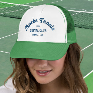 Retro Après Tennis Social Club Custom Green  Trucker Hat