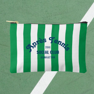 Retro Après Tennis Social Club Green Stripe Accessory Pouch