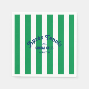 Retro Après Tennis Social Club Green Stripe Napkin