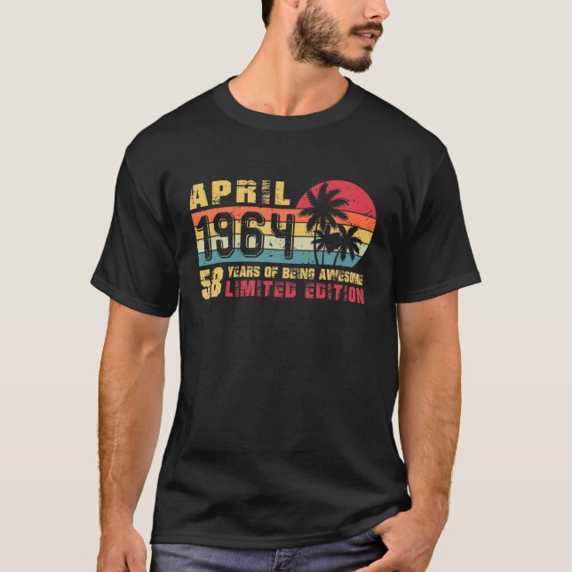 Retro April 1964 58 Years Old Limited Edition 58Th T-Shirt (Front)