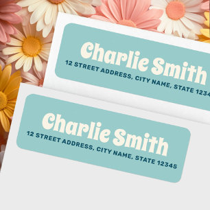 Retro aqua blue return address