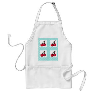 Retro Aqua Dots Cherries Standard Apron