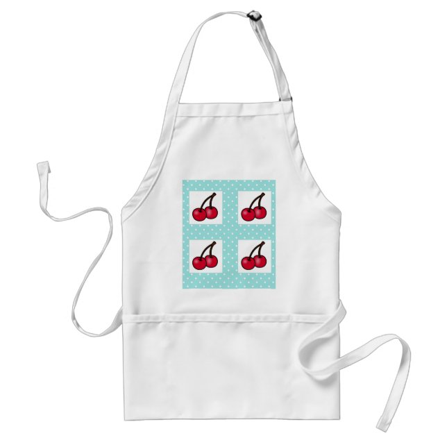 Retro Aqua Dots Cherries Standard Apron (Front)