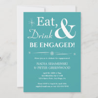 Retro Aqua Eat Drink Be Engaged Engagement Party