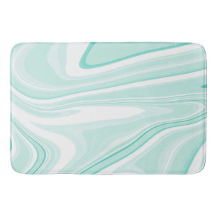 Retro Aqua Green Swirl Liquid Painting Aesthetic Bath Mat