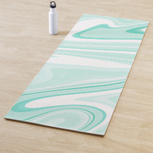 Retro Aqua Green Swirl Liquid Painting Aesthetic Yoga Mat