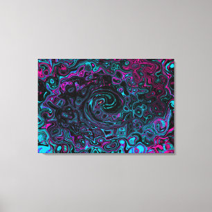 Retro Aqua Magenta and Black Abstract Swirl Canvas Print