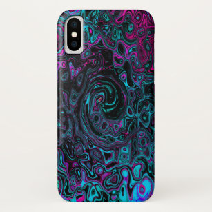 Retro Aqua Magenta and Black Abstract Swirl Case-Mate iPhone Case