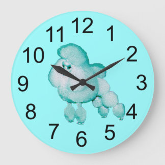 Retro Aqua Poodle Wall Clock