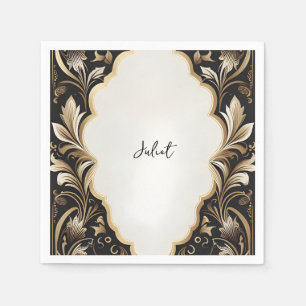 Retro Arabic Exotic Bold Damask Bridal Shower Napkin