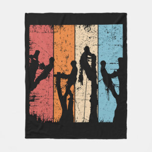 Retro Arborist Men Woodworker Vintage Arborist Fleece Blanket