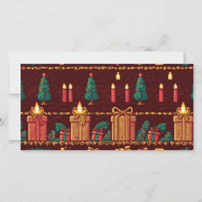 Retro Arcade Christmas Card with Photos (Back)