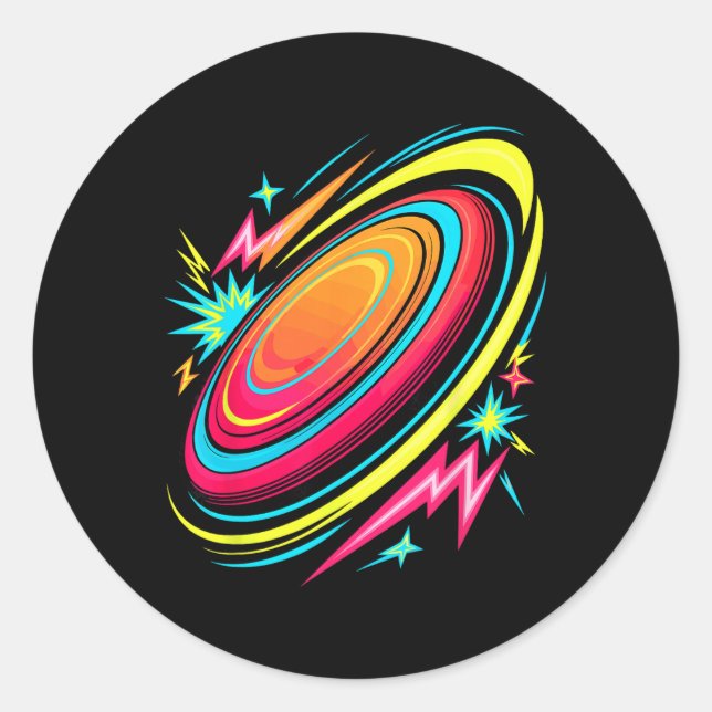 Retro Arcade Frisbee Disc Golf Flying Discs Golfin Classic Round Sticker (Front)