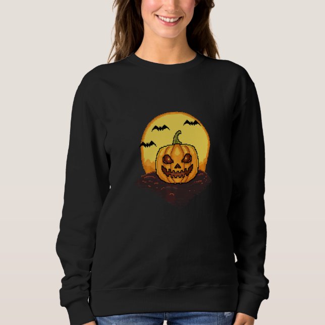 Retro Arcade Game 80s 8 Bit Halloween Pumpkin   Sweatshirt (Front)