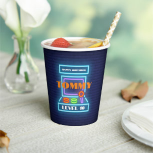 Retro Arcade Game Birthday Party Paper Cups