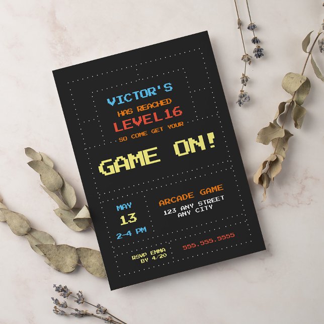 Retro Arcade Game Kids Birthday Party Invitation (Creator Uploaded)