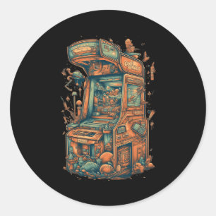 Retro Arcade Gamer Clic Gaming Arcade Machine  Classic Round Sticker